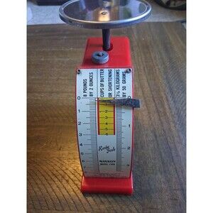 Vintage HANSON Food scale kitchen scale MODEL 1308 red yellow recipe scale RARE